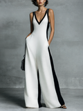 Celine | Mustavalkoinen color-block leveälahkeinen haalari