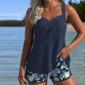 Laluna® | Raidallinen tankini ja kaksiosainen rantashortsisetti