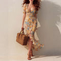Arna - Beige poolokauluksinen maksimekko
